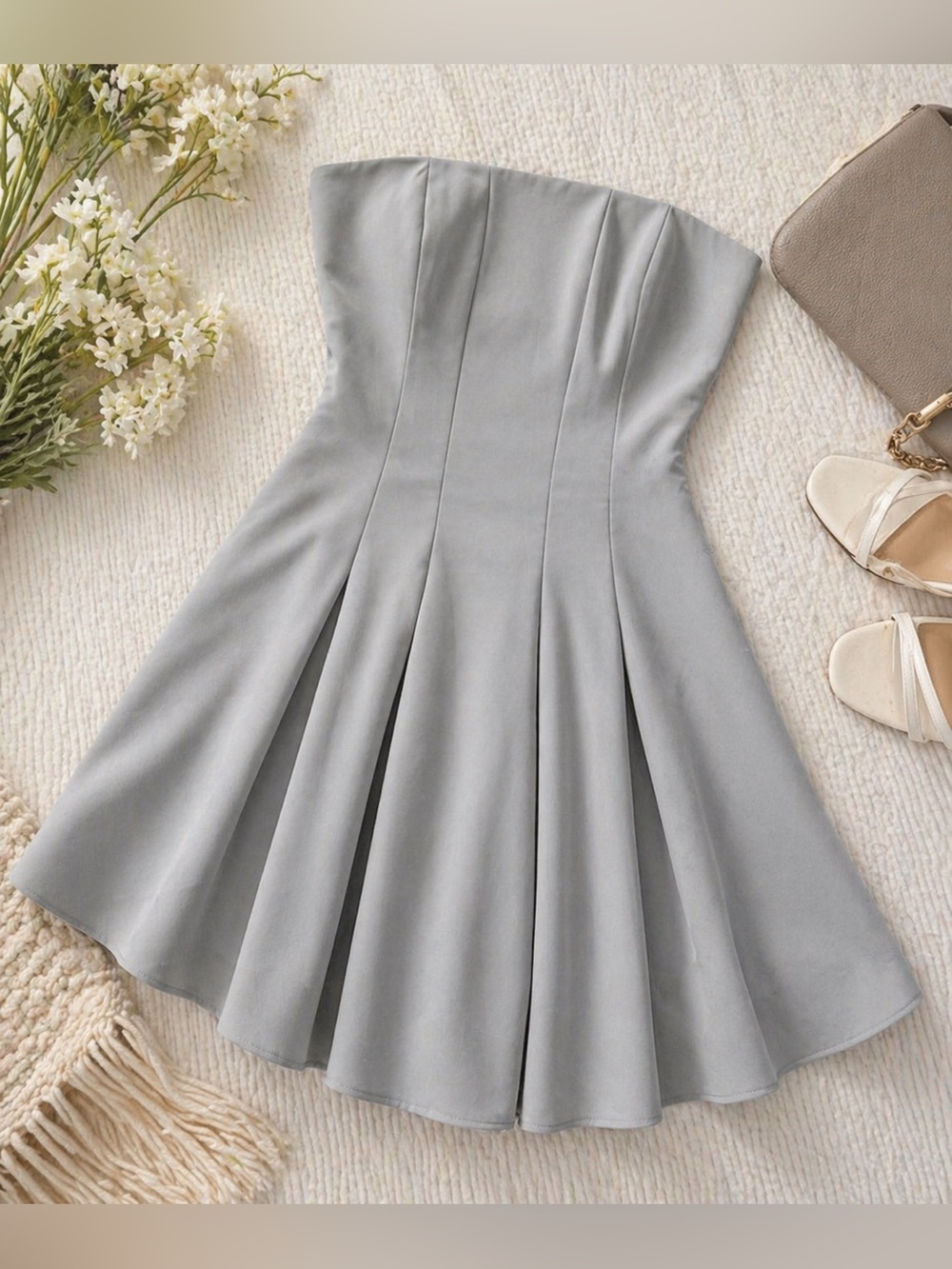 Chic Strapless Light Blue Dress from Kiss Prom - Size 2 Preppy Prom/HOCO